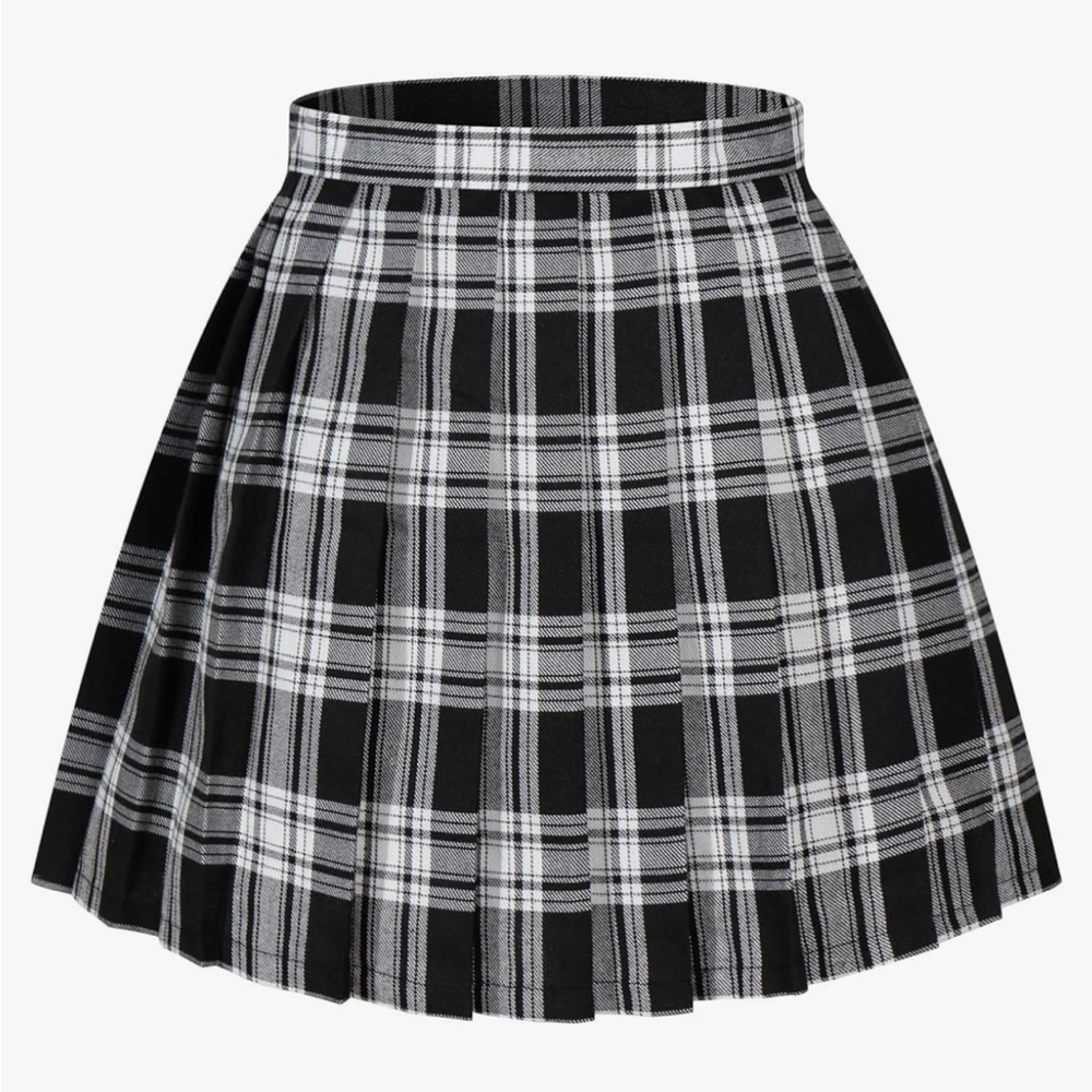 Black & White Checkered Pleated Skirts M